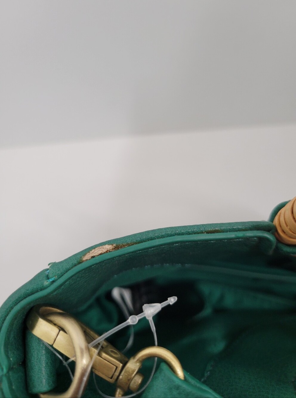 Anthropologie Marianne Green Faux Leather Bamboo Handle Crossbody Purse Bag NWT* - Picture 7 of 7